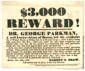 george parkman reward $3000 robert g shaw